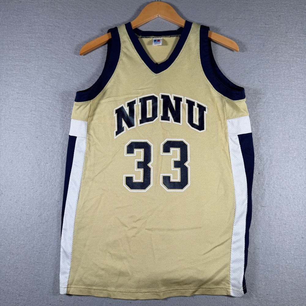 Vintage Russell Athletic Notre Dame De Namur Basketball Jersey Women Medium Gold